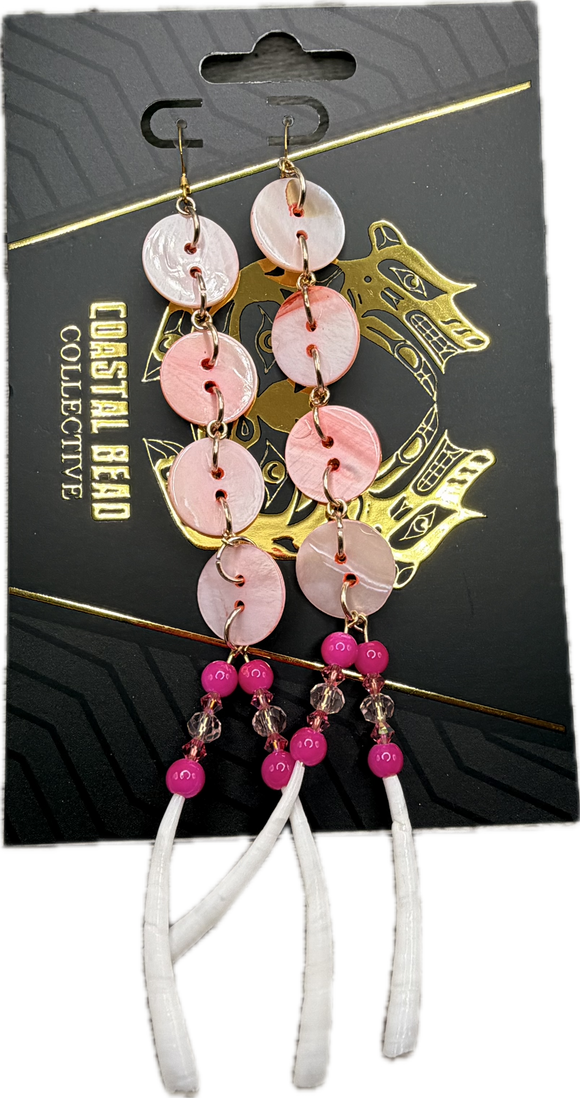Pink Shell Button Earrings