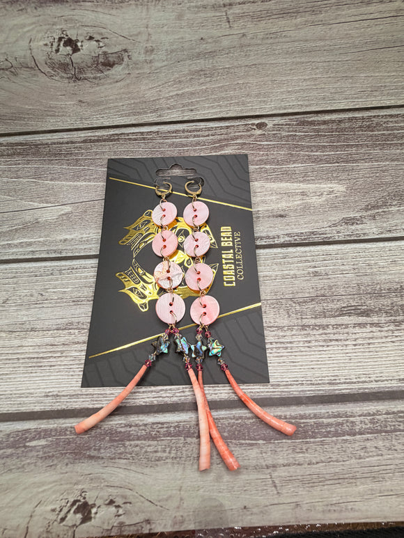 Baby Pink Shell Button Earrings