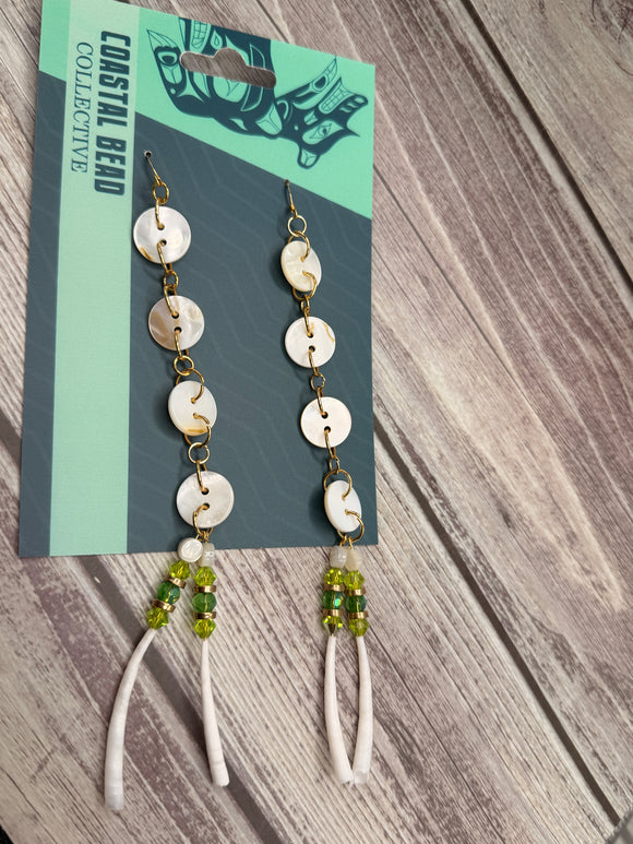 Mother of Pearl Shell Button Earrings