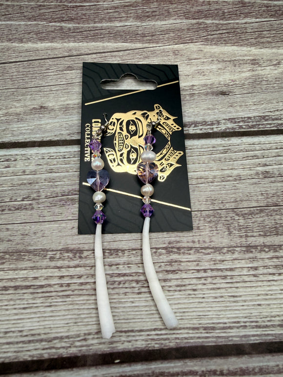 Purple Crystal Heart Mini Dentalium Drops