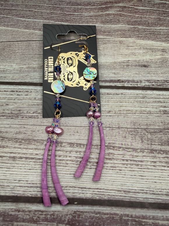 Purple Dyed Dentalium Drops