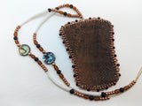 Salmon leather copper necklace 001