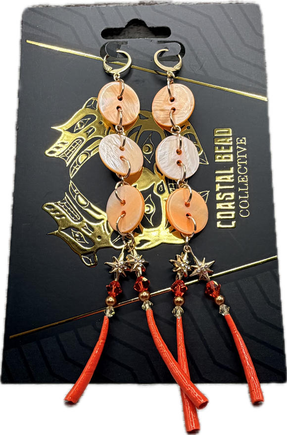 Orange Shell Button Earrings