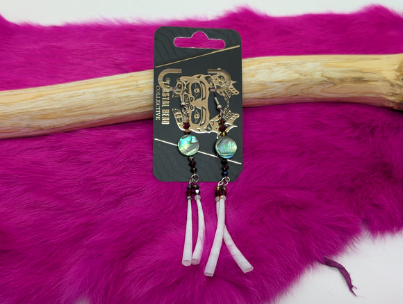 Burgundy dentalium dangles